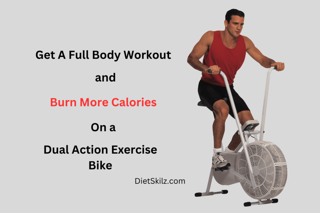 man on dual action exercise bike for losing weight on an exercise bike