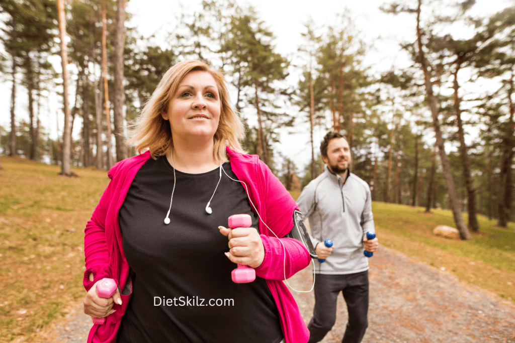 overweight female running to lose weight 