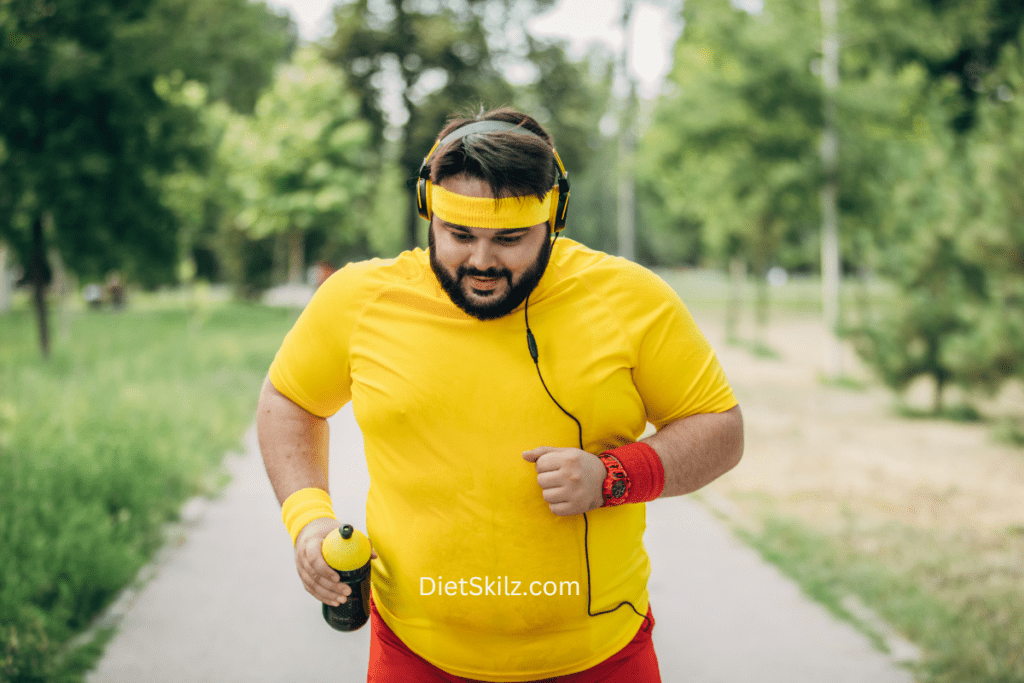 overweight man doing Running workouts for weight loss