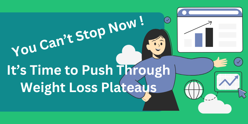 woman with graph explaining how to push through weight loss plateaus