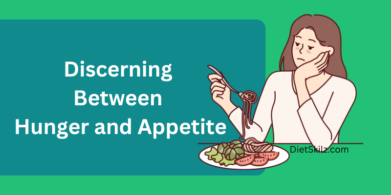 a cartoon of a woman discerning hunger vs appetite