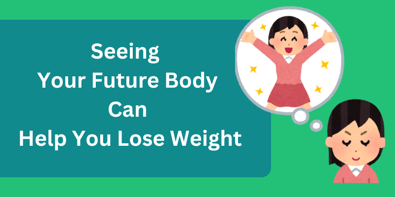 a cartoon of a girl with thought bubble using visualization for weight loss